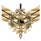 Gold and black Legendary Cabinets Inc. gear-wing logo with circular emblem and crossed design