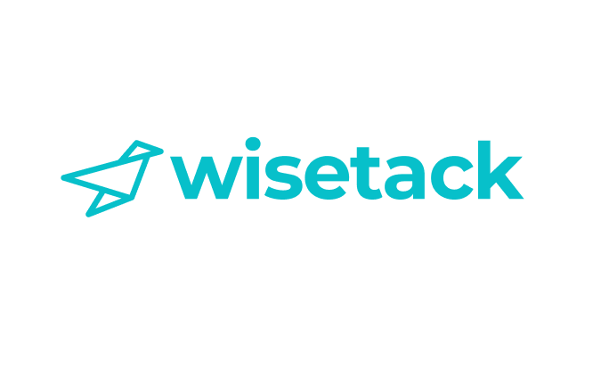 Wisetrack logo with teal paper airplane icon and text on a white background