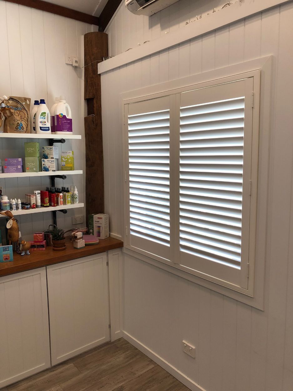 Synthetic Plantation Shutters Advantage Screens & Blinds Hervey Bay