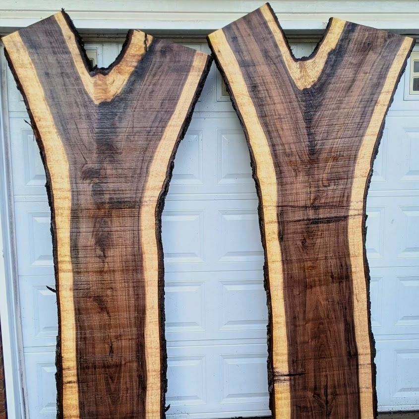 Crotch Black Walnut Book matched Slabs in Asheville and Charlotte NC.