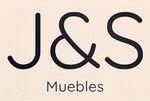 Logotipo de J&S Muebles, texto negro sobre fondo crema. 