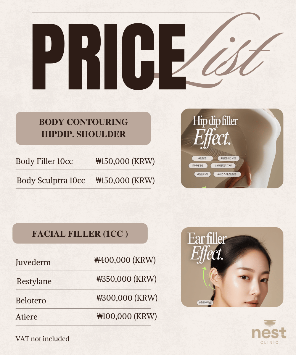 NEST Clinic filler price guide Gangnam Seoul