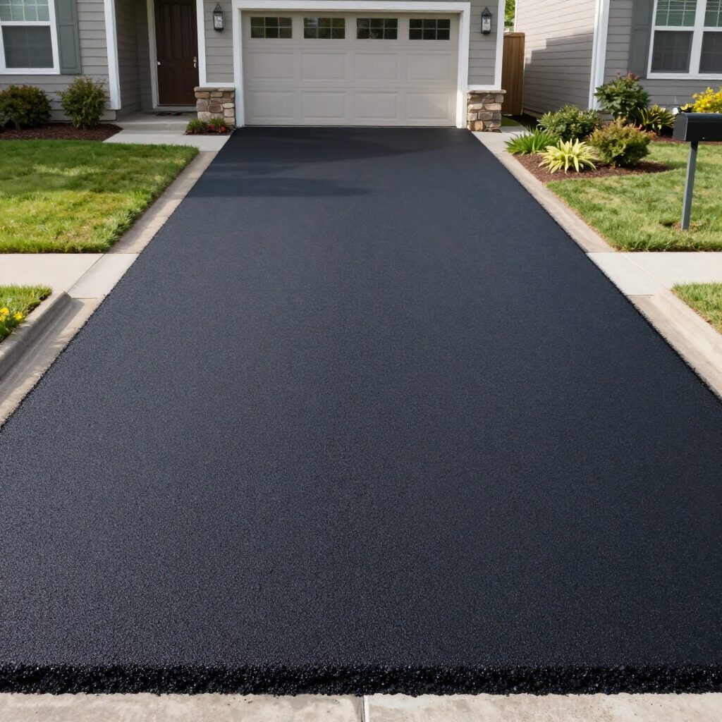 A person is laying asphalt on a road with a shovel.