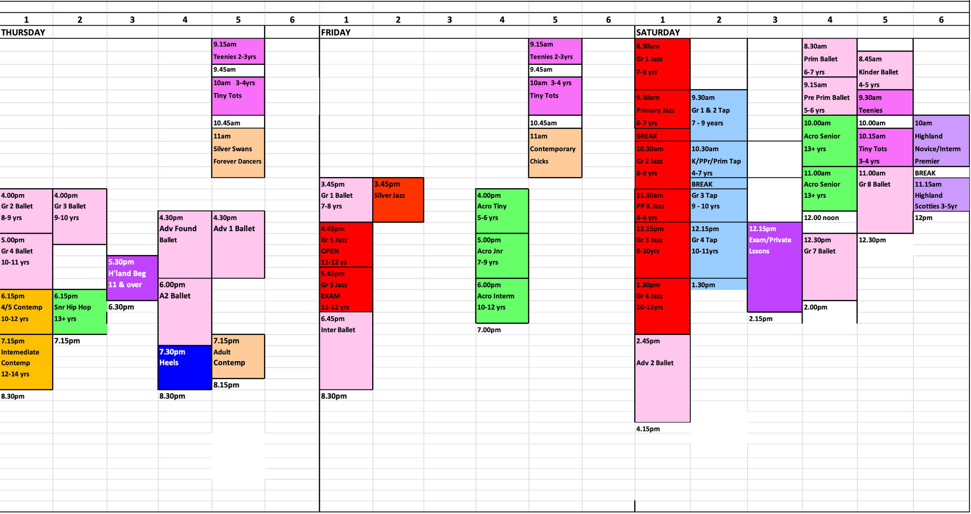 A grid of colored squares on a white background