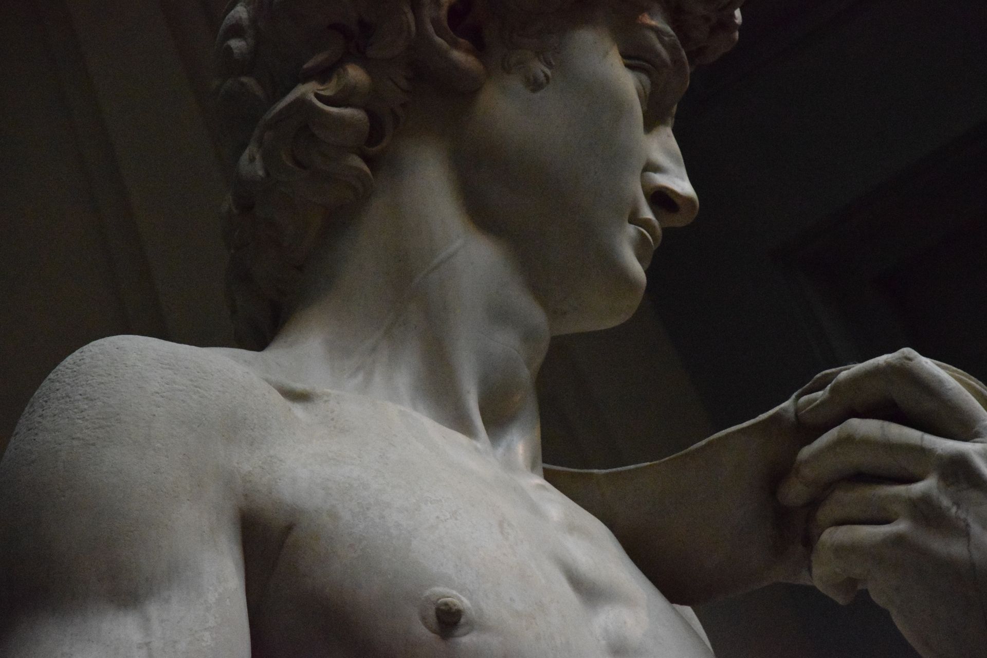 David holding a sling