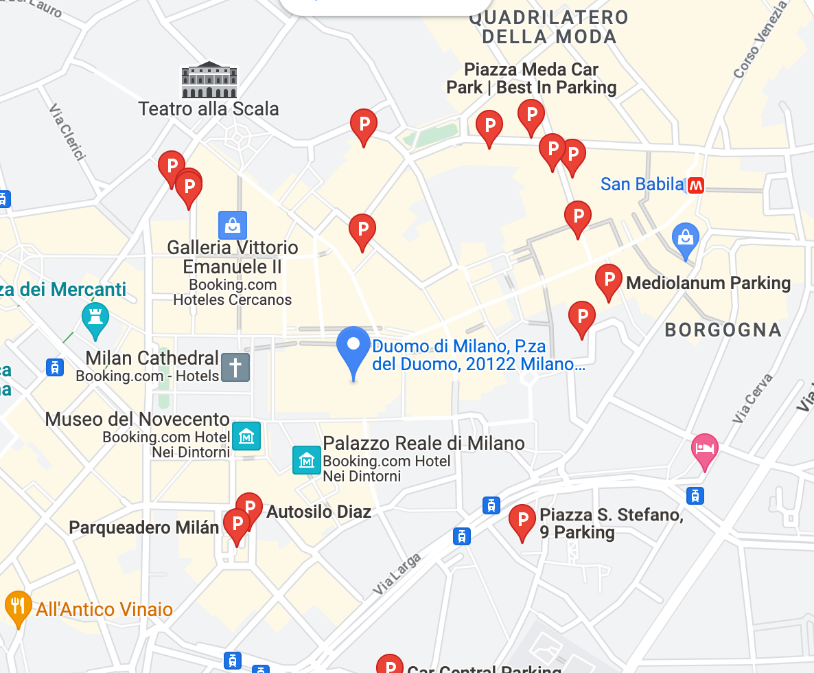 Parking Facilities near Milan Duomo
