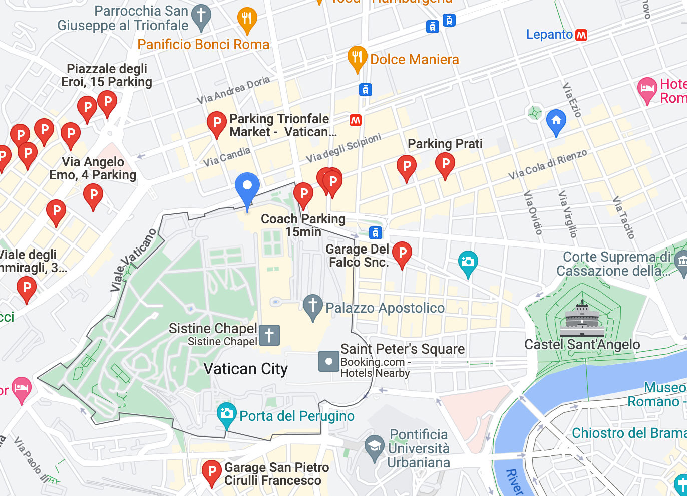 Parking places near Vatican Museum
