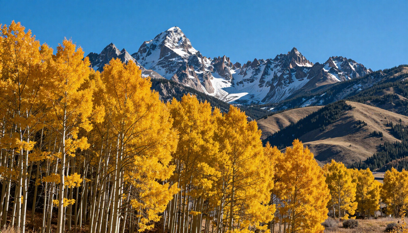 Golden aspen trees near Estes Park in fall
