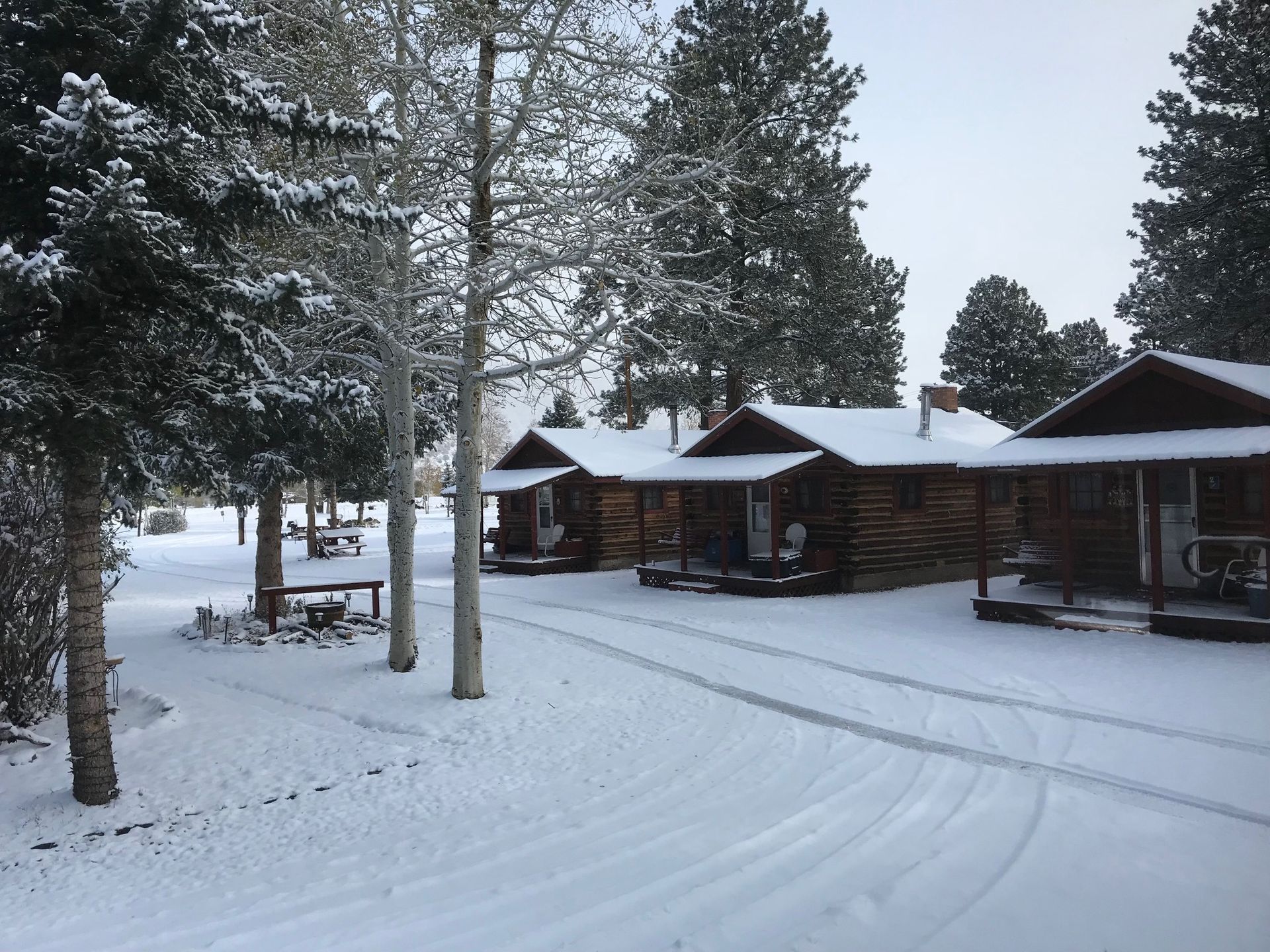 cabins in the snow