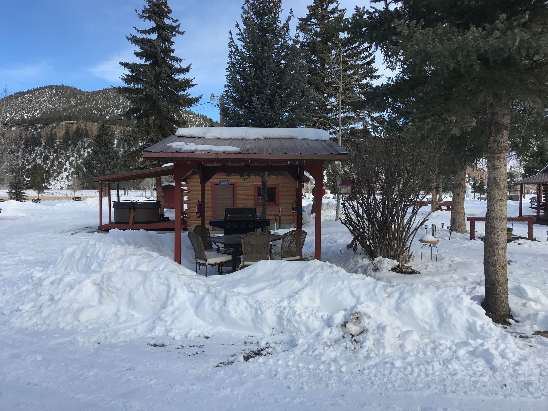 cabins in the snow