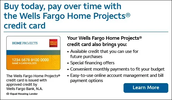 An advertisement for wells fargo home projects credit card