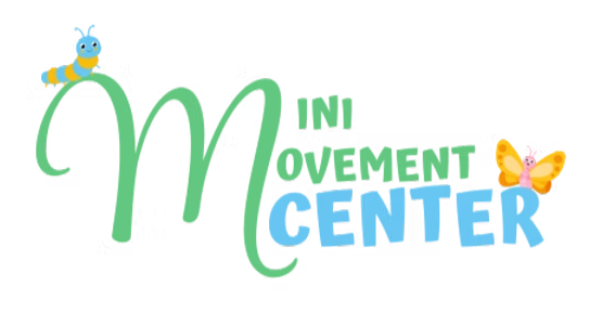 Logo for "Mini Movement Center" with green, blue, and yellow elements. Features a caterpillar and butterfly.