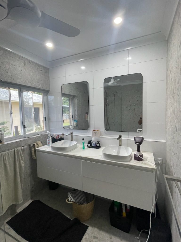 A Modern Bathroom Vanity With Double Sinks — Done Right Bathrooms And Renovations in Edmonton, QLD