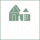 Logo for Bishop & Associates, featuring a simple green house icon above the text "BISHOP & ASSOCIATES SINCE 1990."