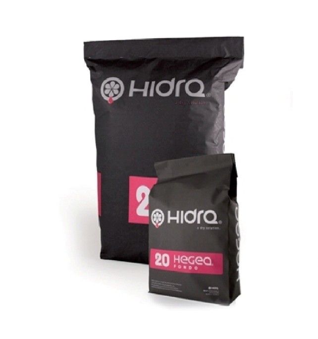 Sacchetti neri per prodotti Hidrq, uno grande e uno piccolo, con etichette rosa su sfondo bianco.