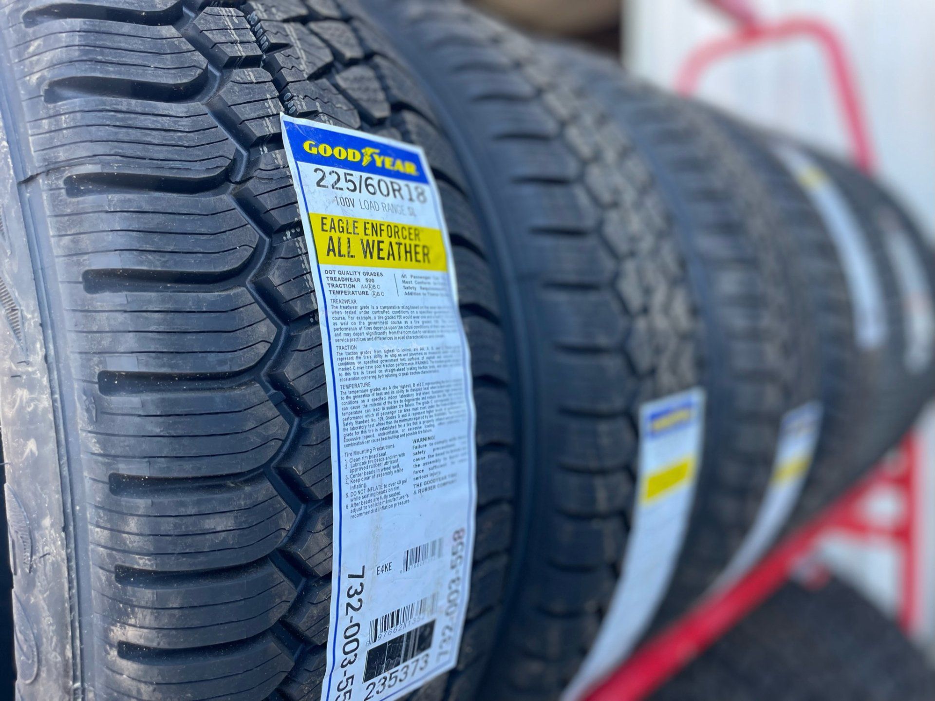 rack of new truck tires