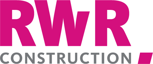 RWR Construction logo in magenta and gray on a white background
