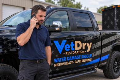 Burst pipe leaking water