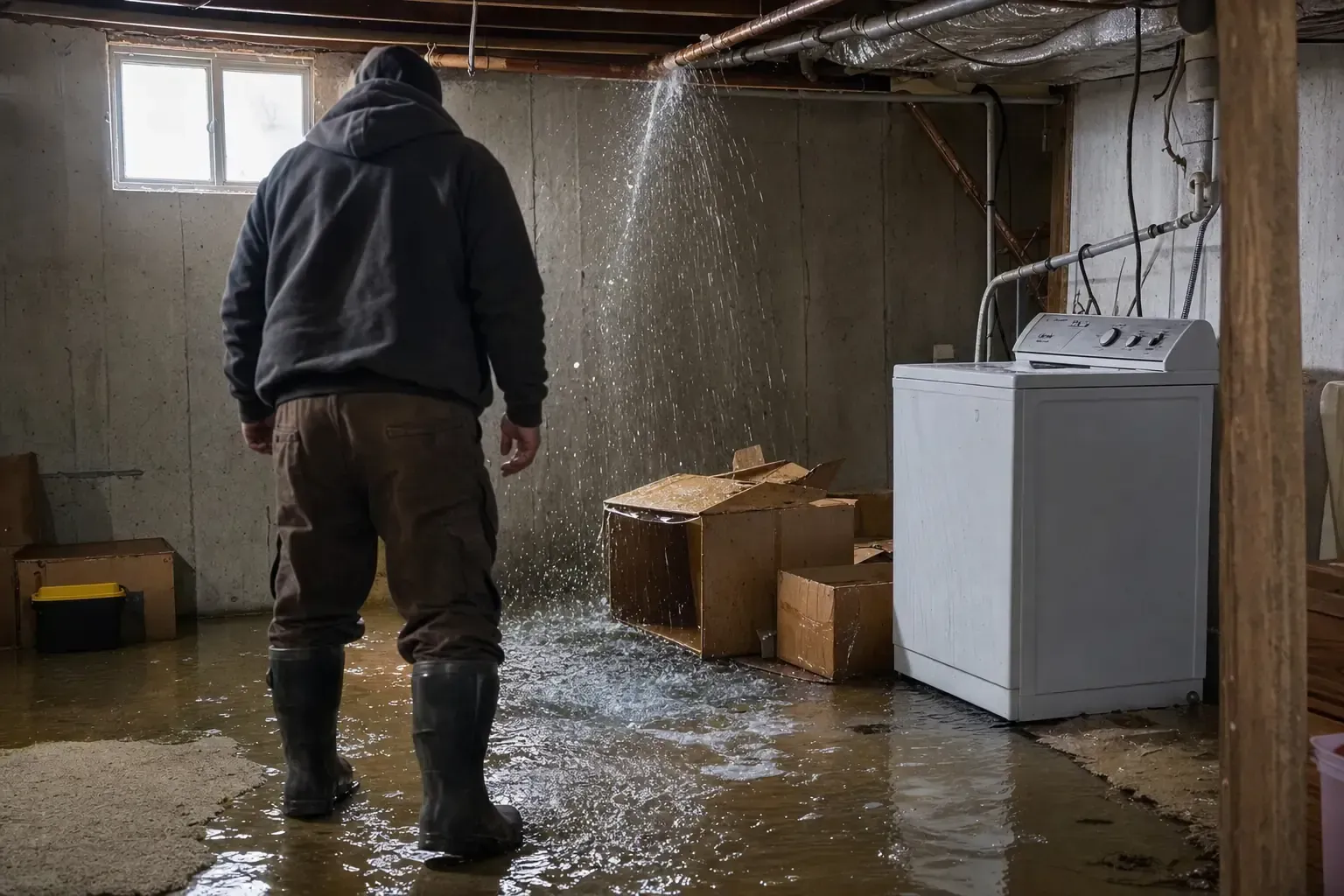 Burst pipe leaking water
