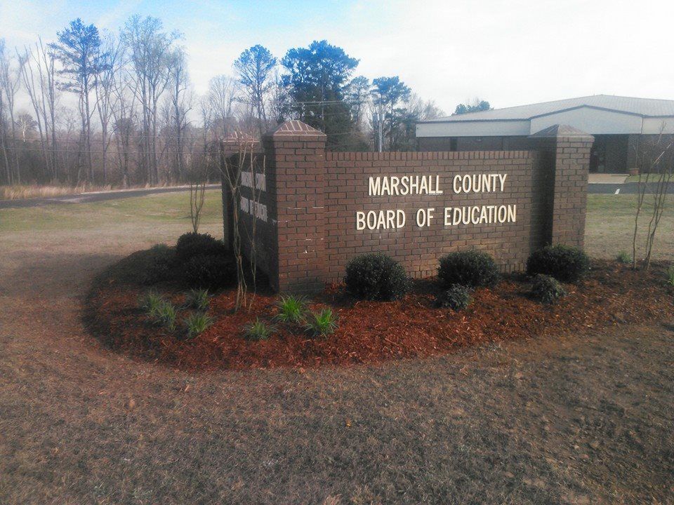 A sign for marshall county board of education