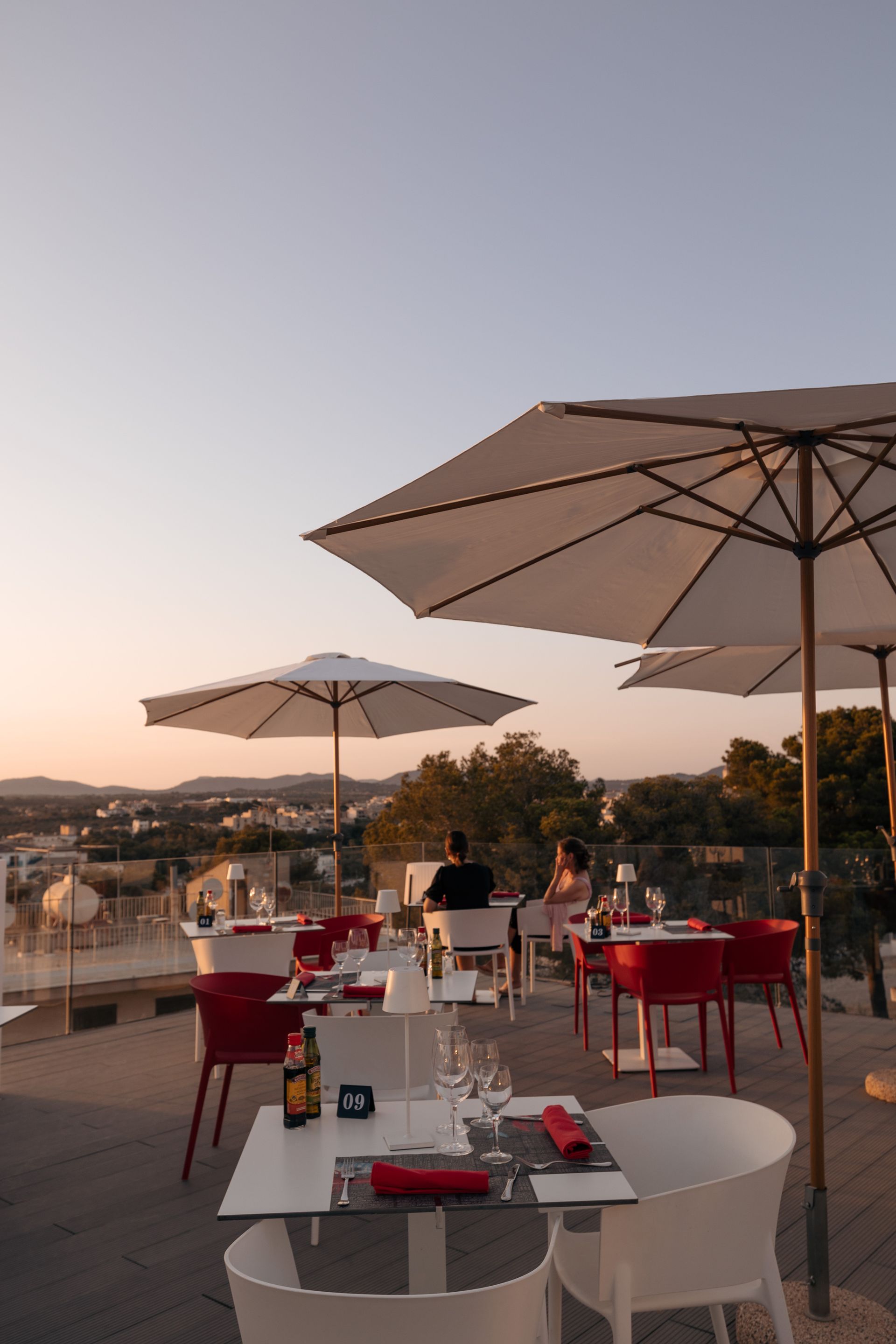 The only sunset view in Porto Cristo at Sky Bar on the roof of Sol I Vida Adults Only Hotel