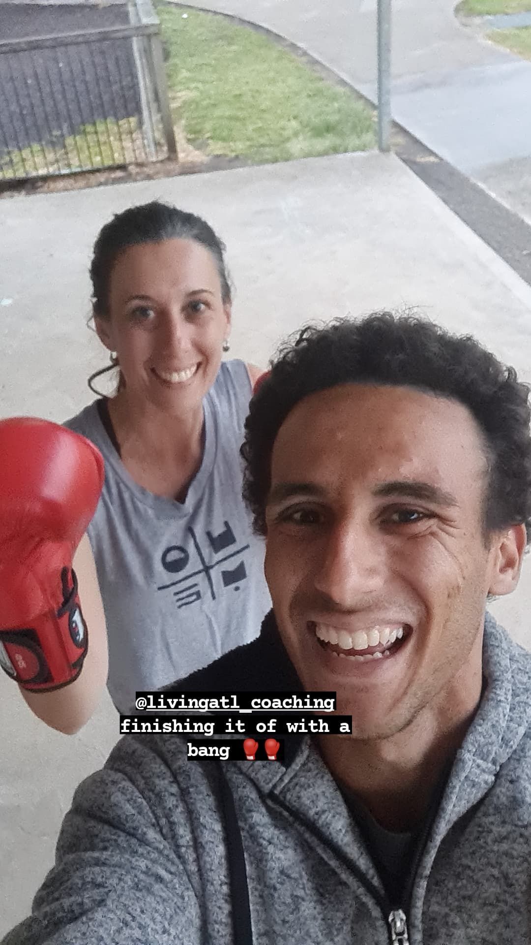 Woman with boxing glove and man smiling, outside —True Form Fitness In Gwandalan, NSW