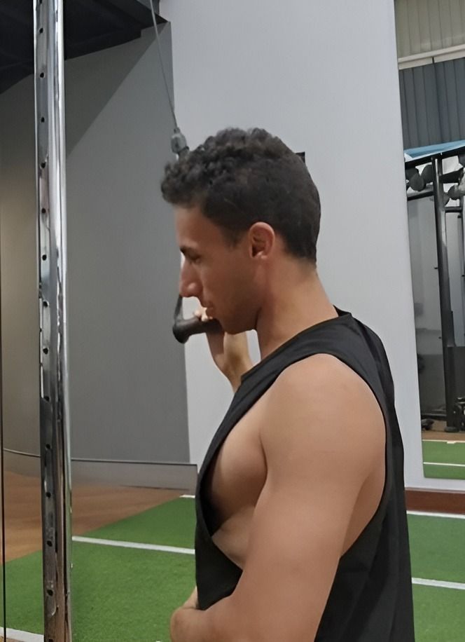Man in gym, doing triceps cable pushdown —True Form Fitness In Gwandalan, NSW