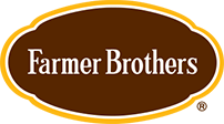 Farmer Brothers logo in brown with gold trim.