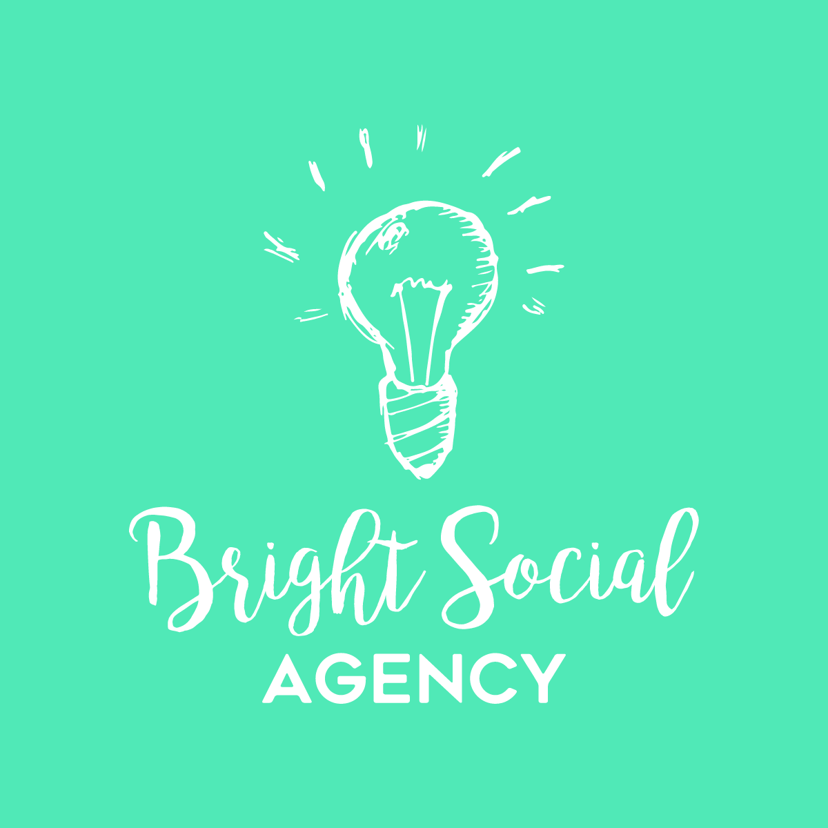 Bright Social Agency logo with a white sketched lightbulb on a teal background.