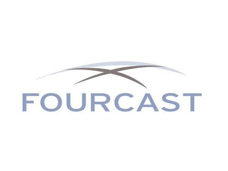 The fourcast logo is on a white background. Clicking on image will direct to Fourcast website. 