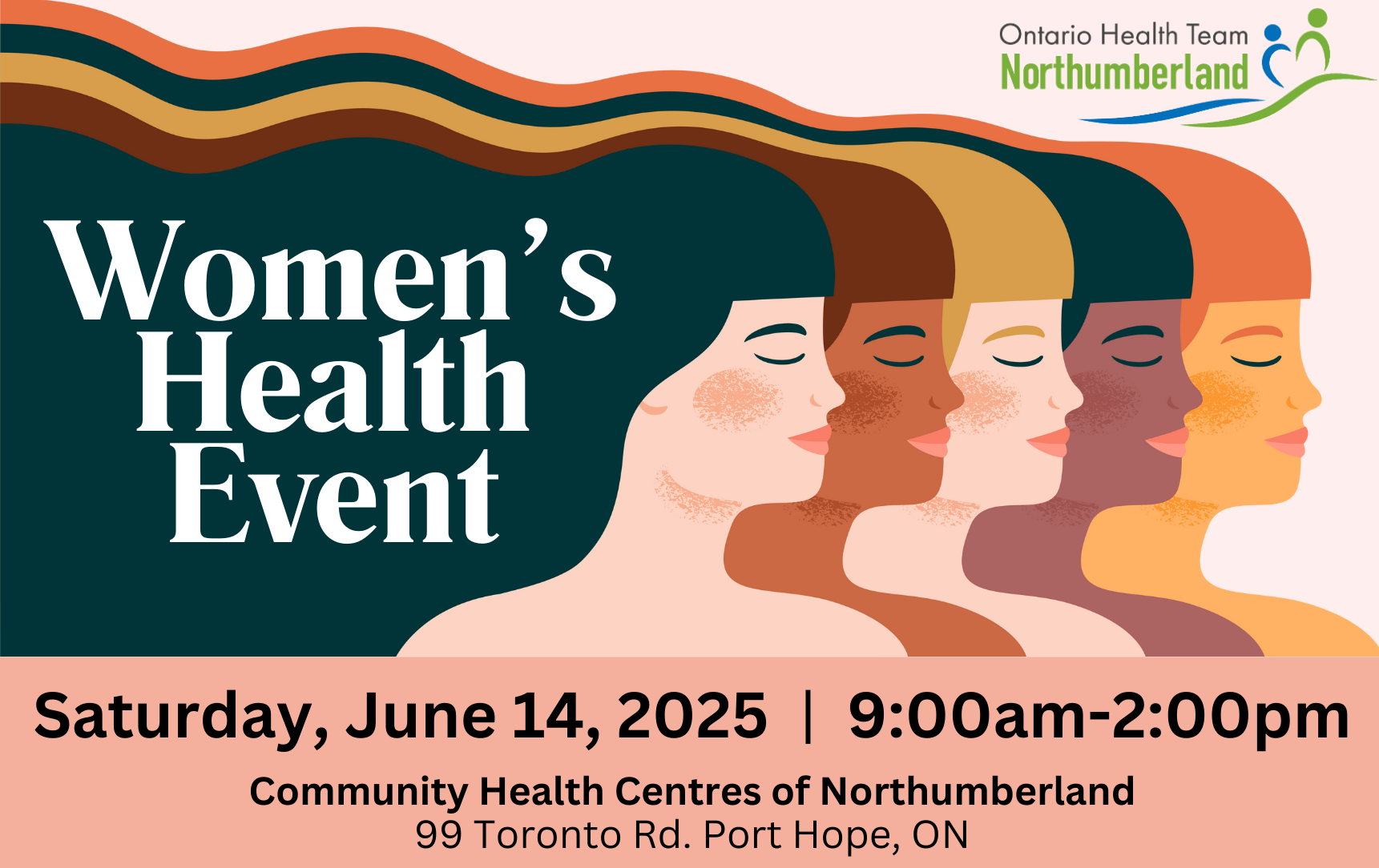 A poster for a women 's health event on saturday june 14, 2025