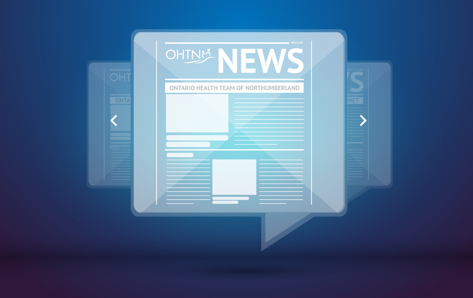 Blue, translucent news bubbles floating; newspaper design, headline