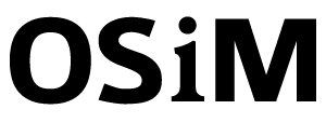 The word osim is written in black letters on a white background.