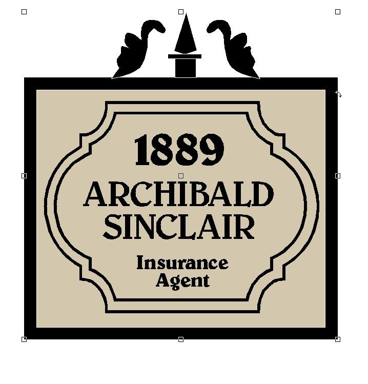 A sign that says 1889 archibald sinclair insurance agent