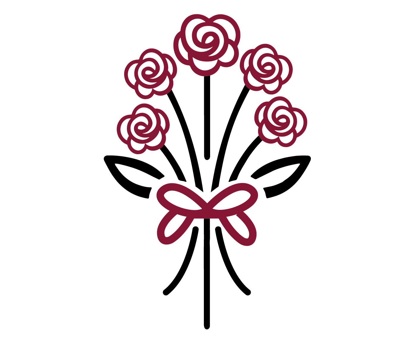 A bunch of red roses with a red bow on a white background.