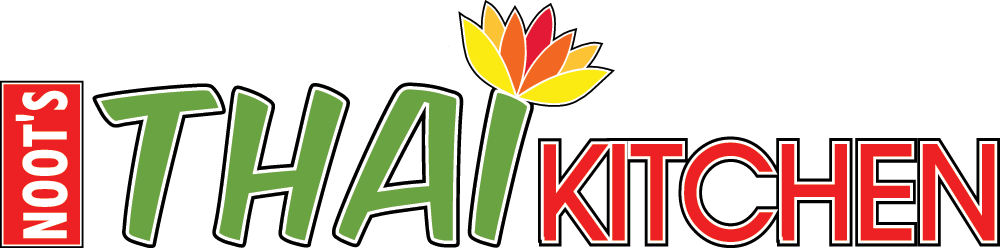 NOOTS THAI KITCHEN logo with green and red text and a yellow flower icon