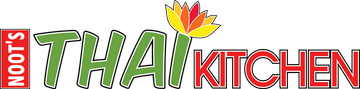 NOOTS THAI KITCHEN logo with green and red text and a yellow flower icon
