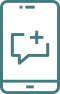 Teal smartphone icon with a medical cross and small plus sign on the screen