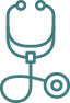 Teal stethoscope icon on a white background
