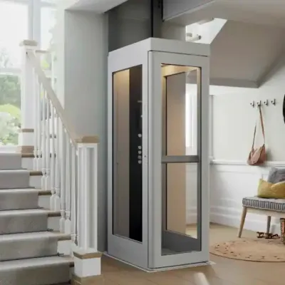 Modern hallway with an open elevator