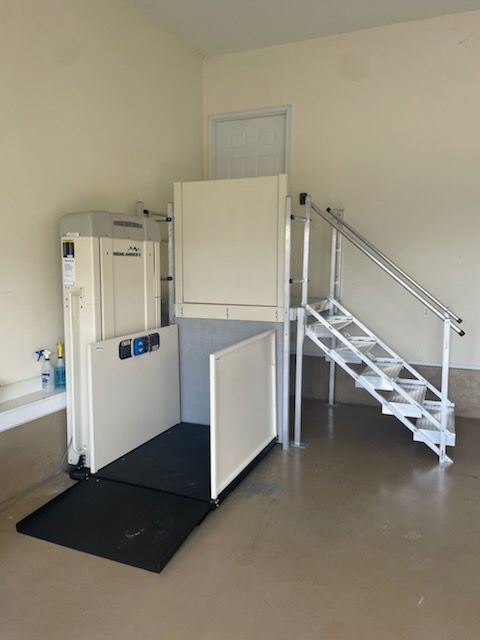 White in-home elevator