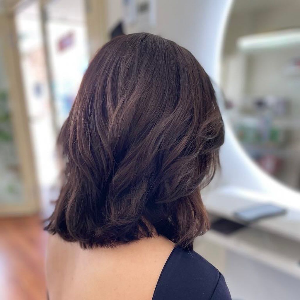 Back View of a Person With Shoulder-length Dark Brown Hair — Hair Truss & Co In Wallsend, NSW