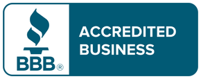 BBB Accredited Business logo in teal and white