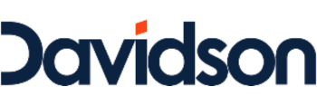 Logo of Davidson - white with orange dot version
