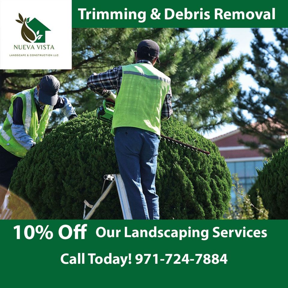 An advertisement for trimming and debris removal services