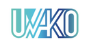 UWAKO標誌，以綠松石和藍色為主色調，字母採用風格化設計，背景為白色。