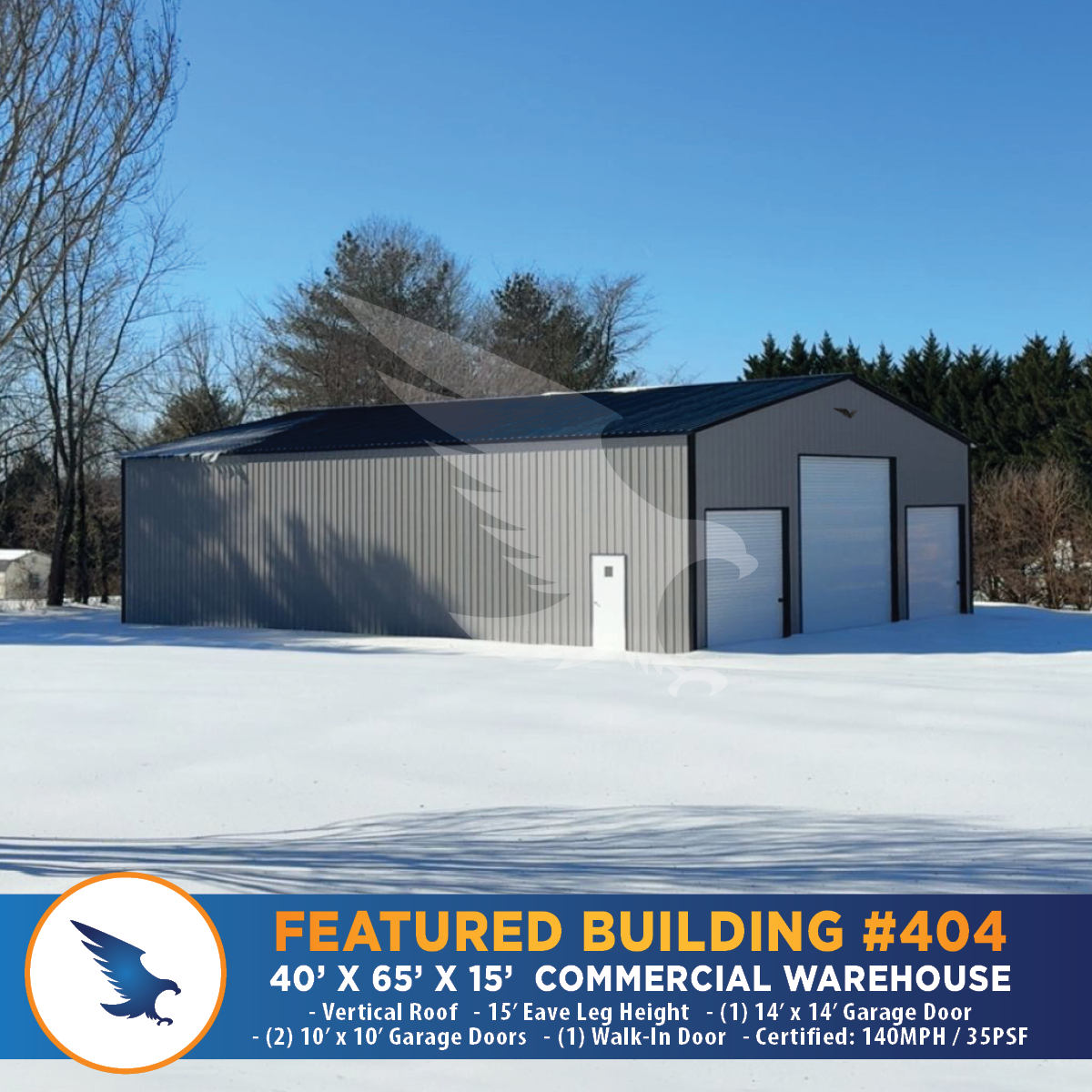 40' x 65' x 15' Commercial Warehouse