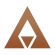 Brown triangular logo with a white inverted triangle cutout and a central brown triangle.
