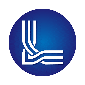 White abstract hand icon on a blue circular background