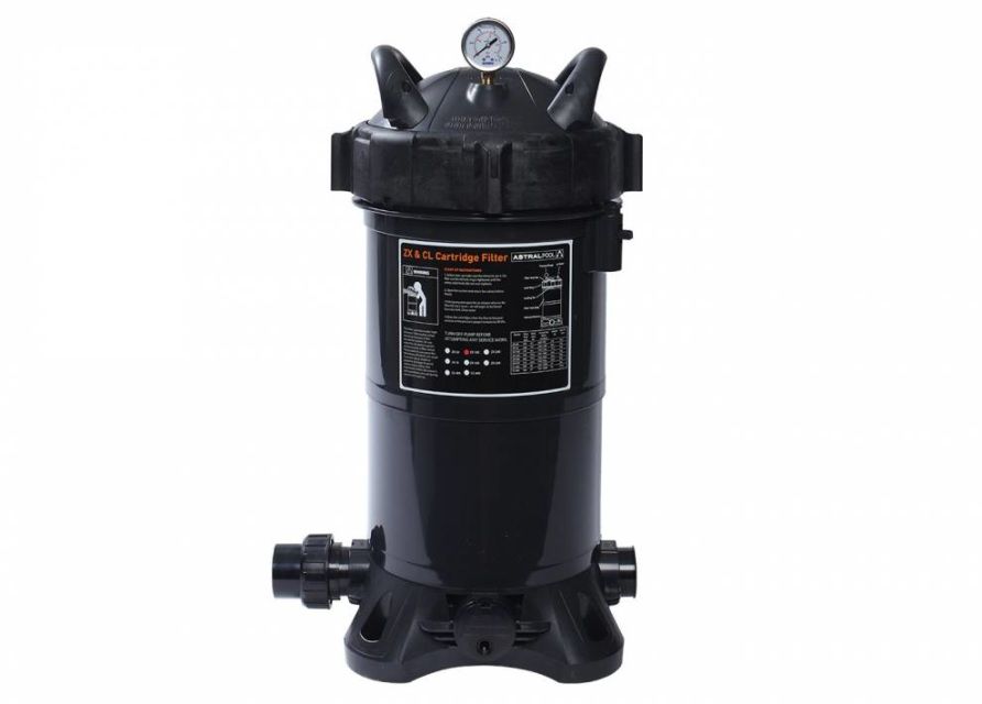 A Black Swimming Pool Filter With a Gauge on Top of It — Tweed Coast Pool Care in Currumbin Valley, QLD